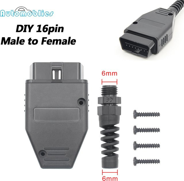 JFIND DIY Universelles 16-Pin OBD2 Verlängerungskabel OBDII Stecker auf Buchse für Kfz-Diagnose in Schwarz - Bild 1