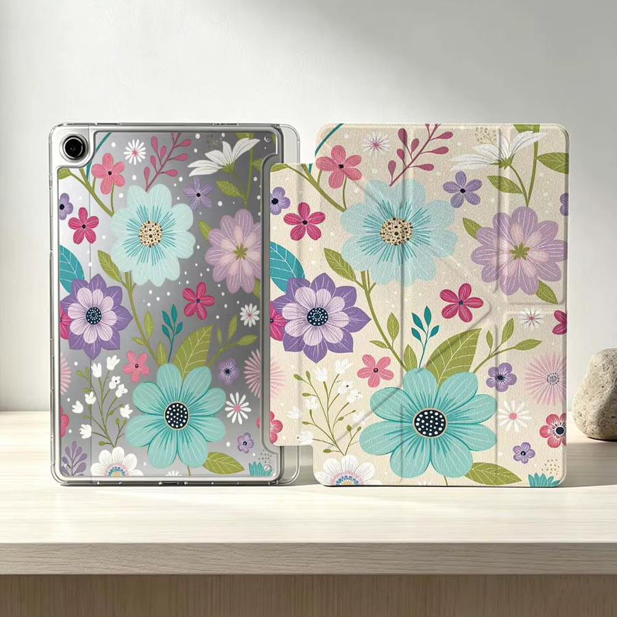 Modische Tablet-Hülle mit Blumenmuster für Samsung Galaxy Tab S10 S9 S8 S7 S6 A11 A10 A9 FE Plus Lite in Multicolour - Bild 2