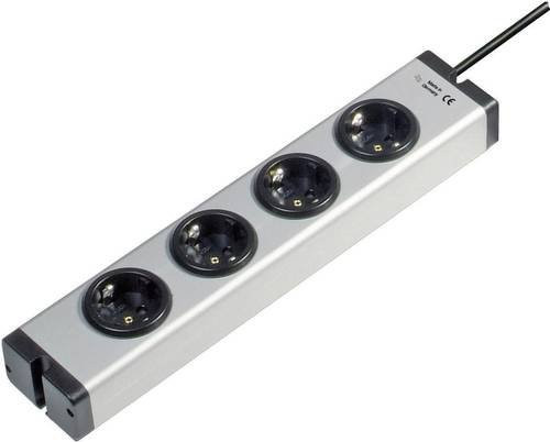 Ehmann 4-fach Steckdosenleiste mit Schutzkontakt aus Aluminium in Silber - Bild 1