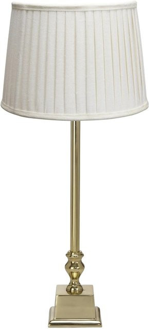 PR Home Linné Tischleuchte in Gold mit cremeweißem Leinenstoff, B/T/H: 20 x 51 x 51 cm - Bild 1