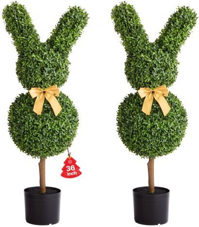 VEVOR Künstlicher Formschnittbaum in Hasenform, 2er-Set, Grün, Höhe: 91,4 cm - Bild 1