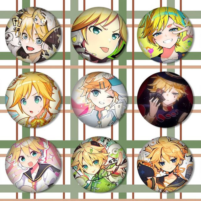K-kagamine-E Len Runde Snap-in-Broschen, Rockband-Anstecknadeln - Bild 1