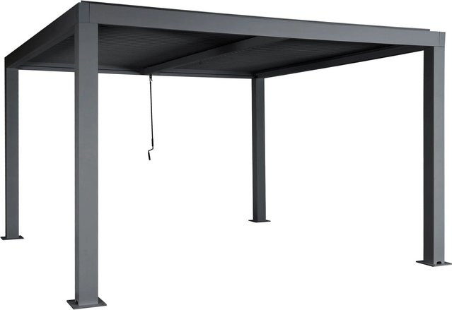 BERLINLODGE Lamellen-Pavillon Gartenpavillon mit Aluminium-Gestell und Regenrinne, Anthrazit, H x B x T: 220 x 400 x 300 cm - Bild 1