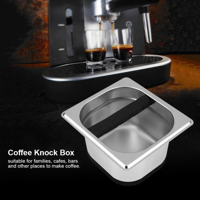 TOPINCN Espresso Knock Box aus Edelstahl mit Gummipuffer in Silber - Bild 1