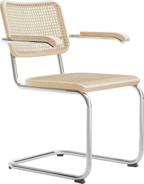 Thonet S 64 V Freischwinger Pure Materials mit braunem Leder und Massivholz-Gestell - Bild 1
