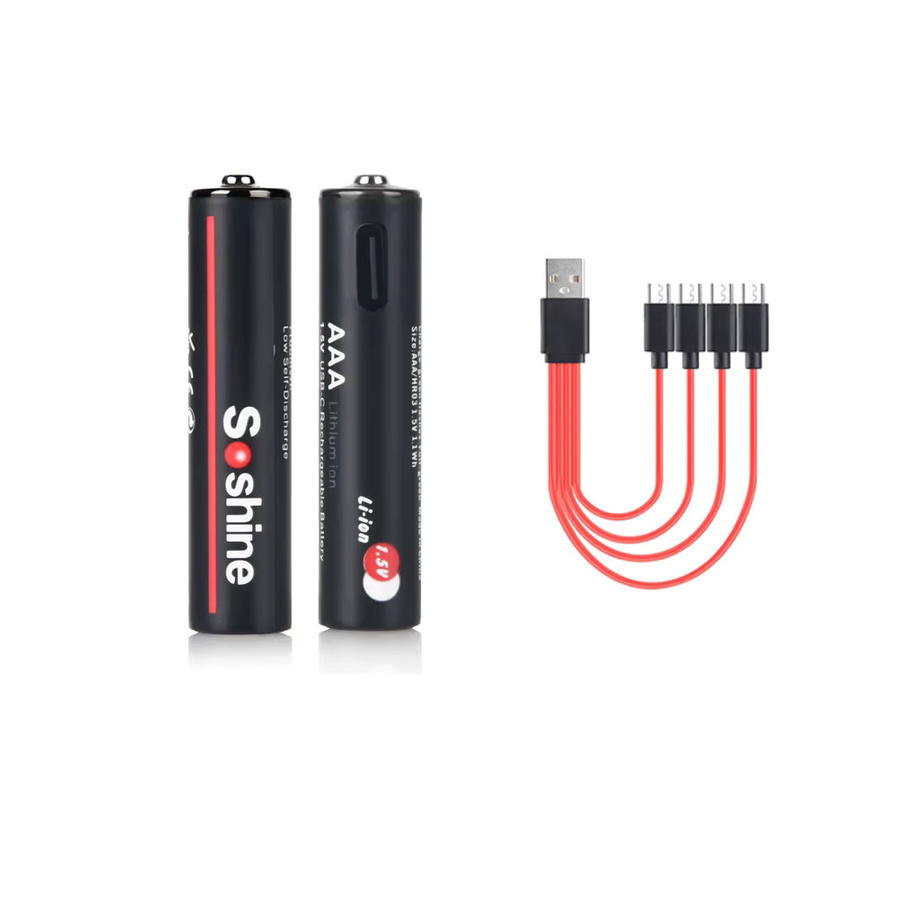 Soshine AAA Lithium-Ionen-Akku 1,5 V mit 4-in-1-USB-Ladekabel, Schwarz - Bild 7