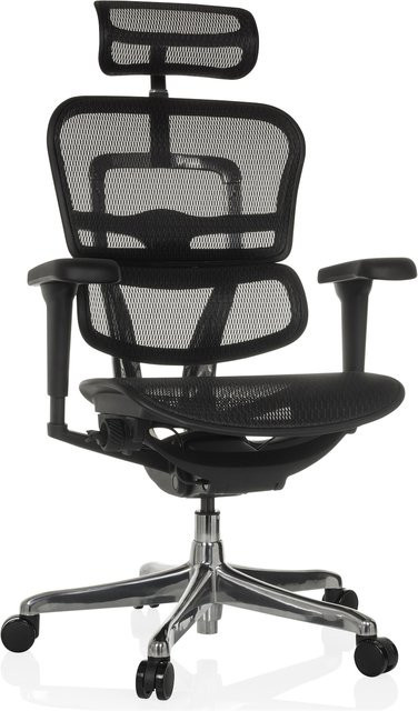 hjh OFFICE Ergohuman Ultra Gen2 Luxus Chefsessel in Schwarz mit Netzstoff, Armlehnen und Kopfstütze, höhenverstellbar - Bild 1