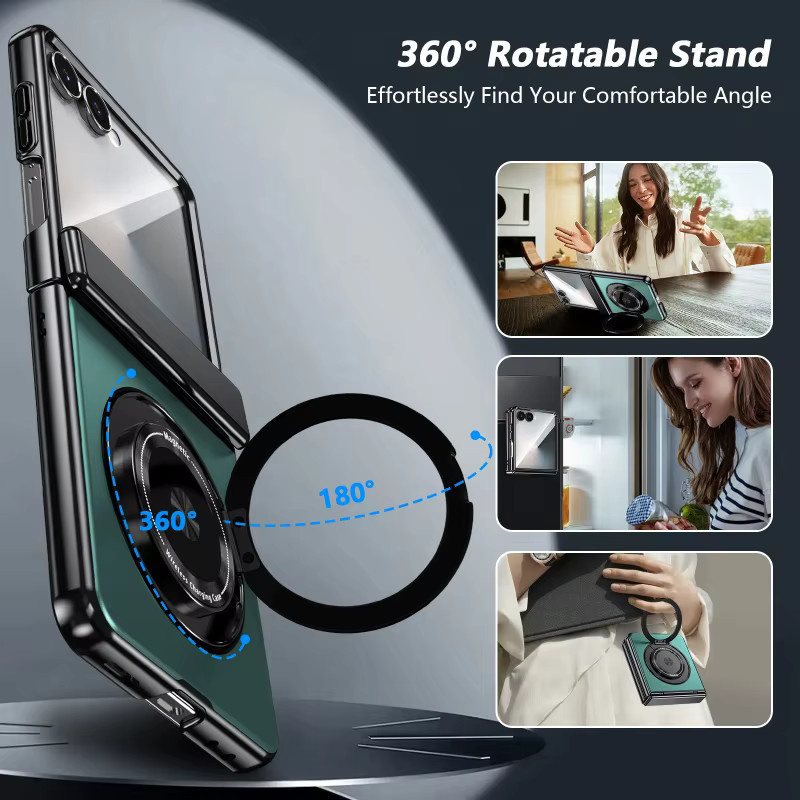 Sturzsichere Samsung Galaxy Z Flip Schutzhülle mit 360 Grad drehbarem Magnetring-Halter in Grün für Galaxy Z Flip 8 7 FE 6 5 4 - Bild 4