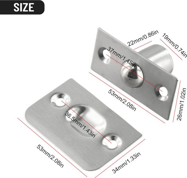 Edelstahl Kugelverschluss Riegel in Silber für Holzschränke und Türen - Bild 1