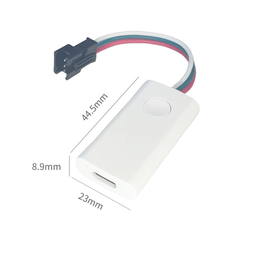 IoTorero RGBIC LED Strip Controller, tragbarer USB Typ C Controller mit WiFi für Home Assistant, Farbe Weiß - Bild 3