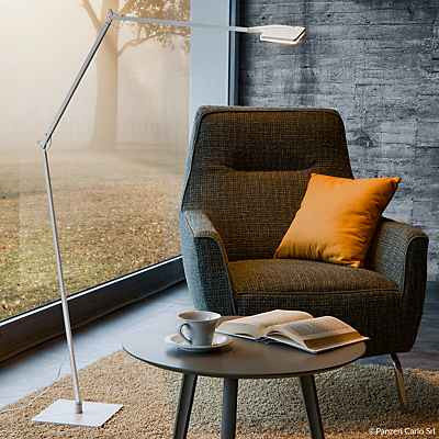 Panzeri Jackie LED Stehleuchte in Silber/Grau im modernen Bogen-Design - Bild 1