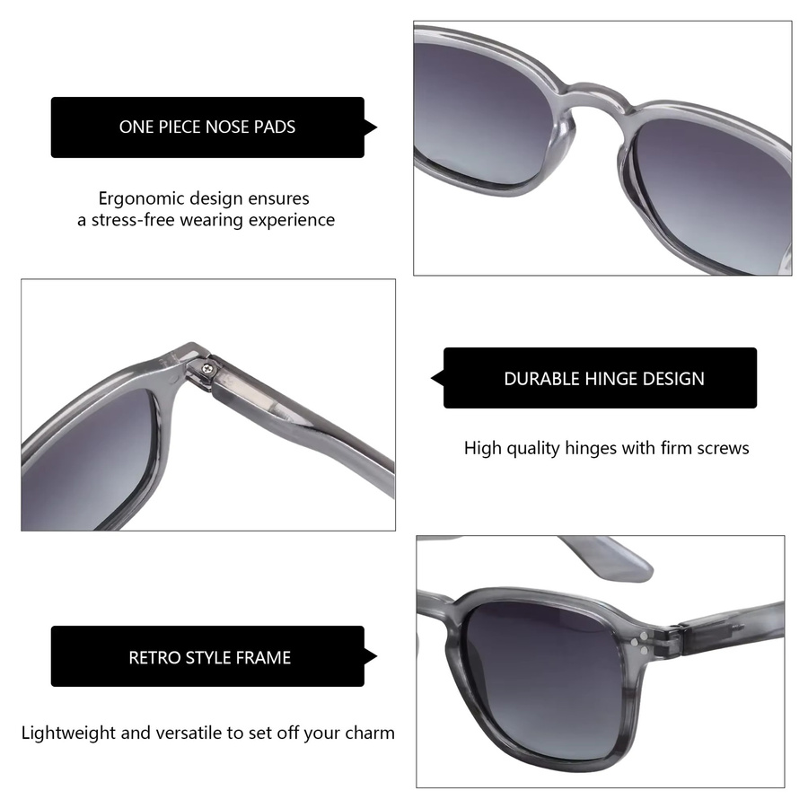 BLUEMOKY Sonnenbrille, quadratisch, Vollrand, grau, Unisex, Kunststoff - Bild 3
