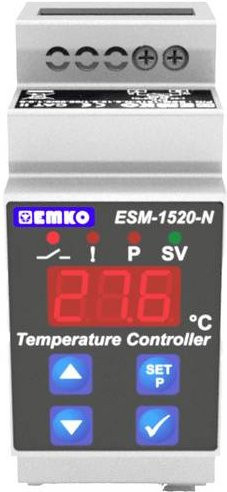 Emko ESM-1520-N.8.18.0.2/01.00/2.3.0.0 Temperaturregler mit 2-Punkt und PID Steuerung, NTC, -50 bis +100°C, Relais 5A, grau, Breite: 61.2 cm, Tiefe: 35.0 cm - Bild 1