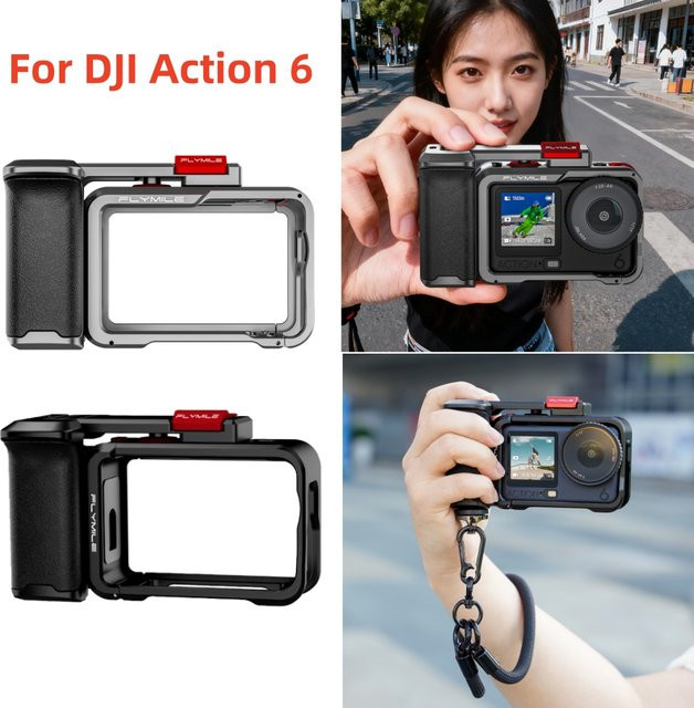 DJI OSMO Action 6 Straßengriff-Erweiterungsrahmen mit Metallgriff und Objektivabdeckung in Schwarz - Bild 1