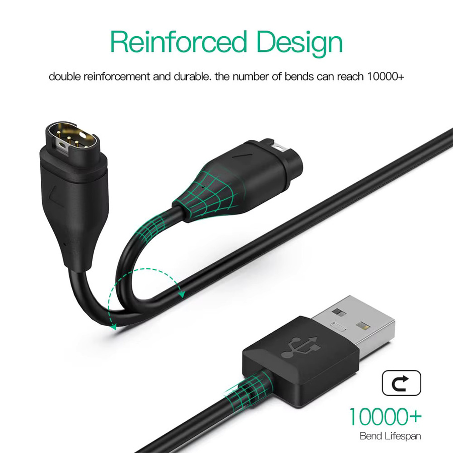 USB-C Ladekabel für Garmin Smartwatches wie Fenix 8 7 6 und Forerunner 255 955 945 in Schwarz - Bild 2
