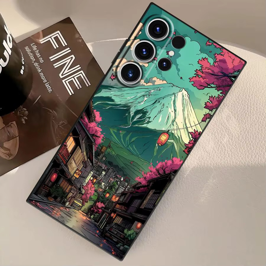 Weiche Handyhülle mit Japan Mount Fuji Motiv für Samsung Galaxy S20 S21 FE S23 Ultra S24 Plus S25 Edge in Schwarz und Multicolour - Bild 4