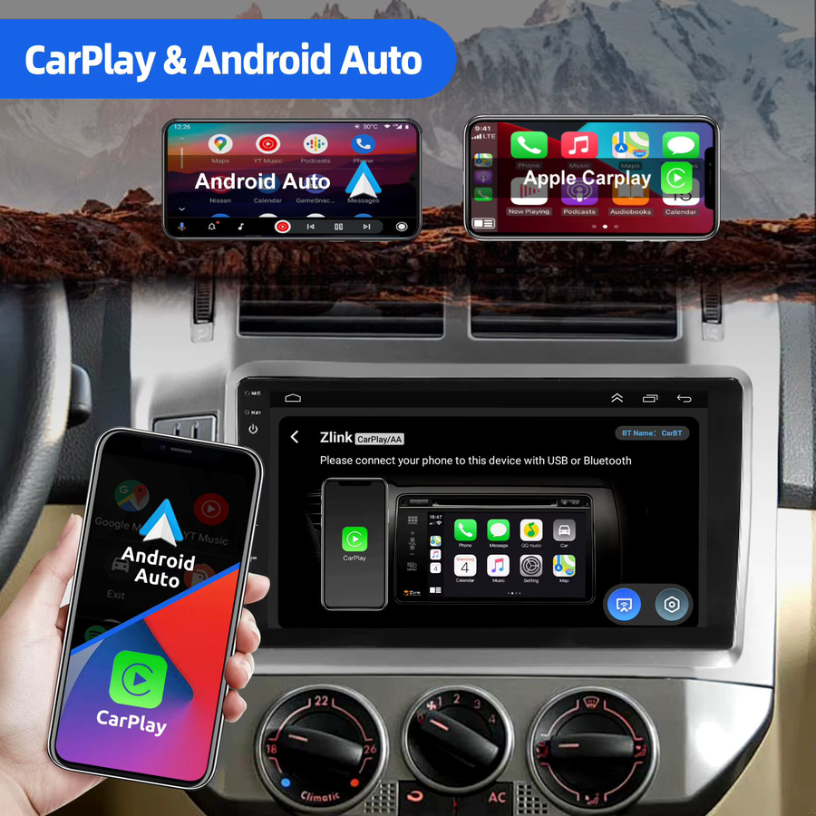 ESSGOO Android 15 Autoradio mit 9 Zoll Touchscreen für VW Polo 9N 2001-2009, Wireless CarPlay, Android Auto, GPS, WiFi, Bluetooth und Lenkradsteuerung - Bild 3