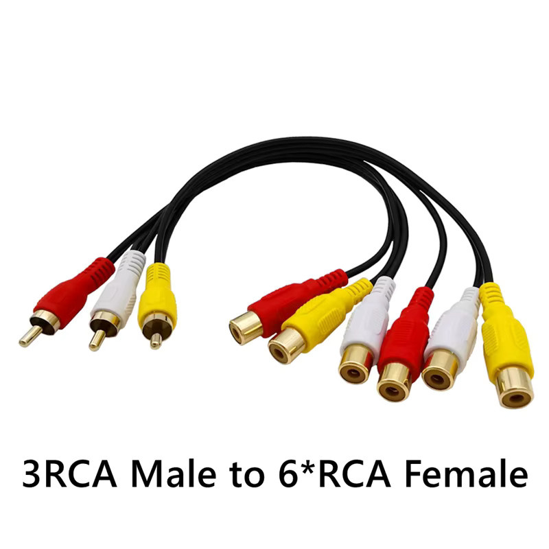 BSN Audio Video AV Adapterkabel RCA Splitter mit 3 auf 6 und 9 RCA Steckern in Multicolor für TV und DVD Player - Bild 2