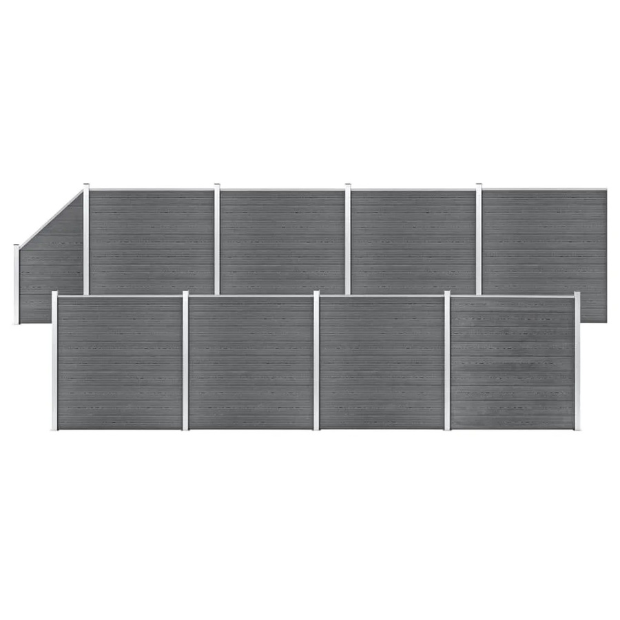 vidaXL WPC Zaun-Set aus Holz-Kunststoff-Verbundwerkstoff mit 8 Quadraten und 1 Schräge in Grau, B/H: 1484 x 186 cm - Bild 2
