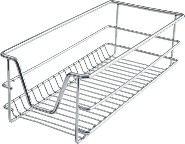 Tectake Teleskopschublade aus Metall, verchromt, Grau, B/T/H: 44 x 27 x 14 cm - Bild 1