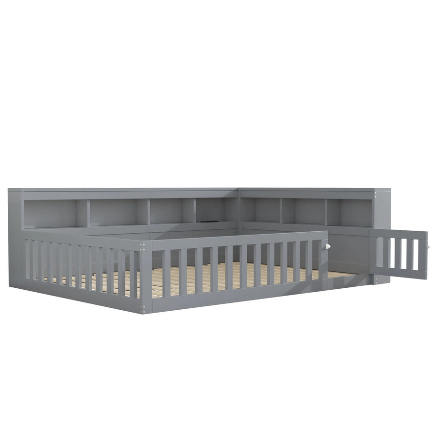 okwish Daybett für das Kinderzimmer in Grau mit Staufach und USB-Ladeport, B/T/H: 190 x 140 x 66 cm (ohne Matratze) - Bild 2