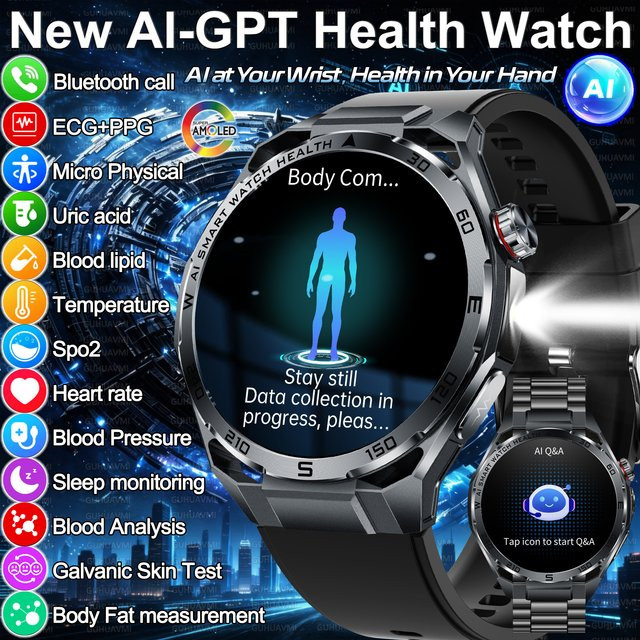 GUHUAVMI Smartwatch, Blau, Silikon, Unisex - Bild 1