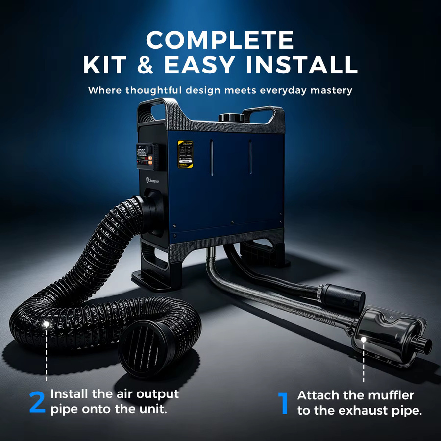Sunster 8KW Diesel-Lufterhitzer All-in-One Standheizer mit App-Steuerung und LCD, 12V/24V/110-240V Dual-Power, tragbar für Camping und Wohnmobil - Bild 7