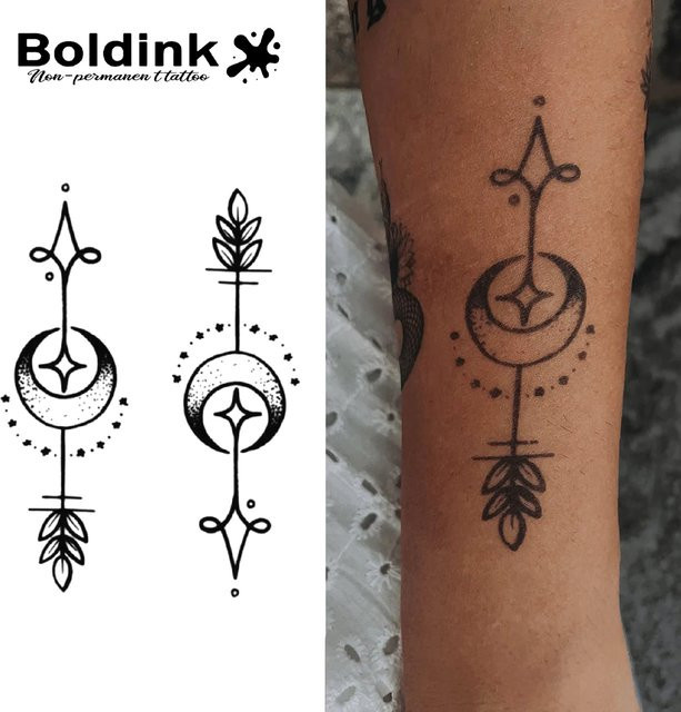 Star Trading Temporäres Tattoo, Mond- und Pflanzenstil, wasserfest - Bild 1