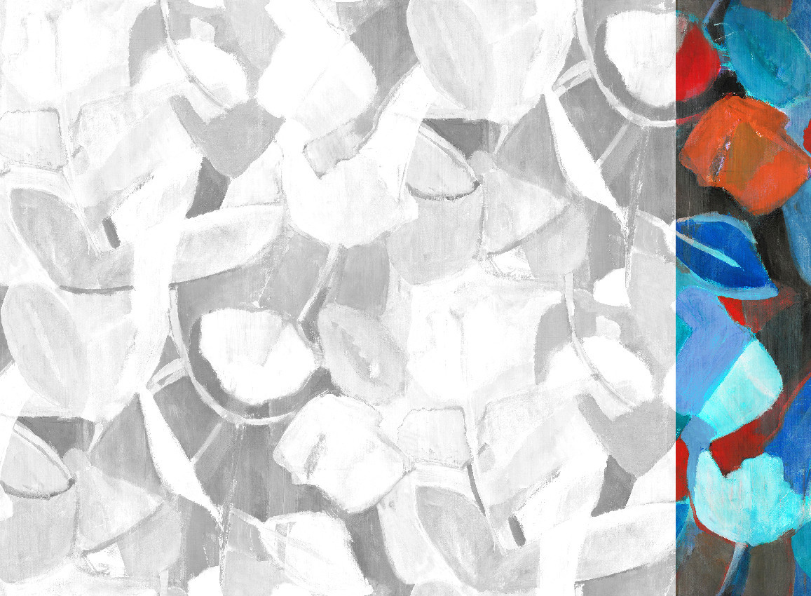 Jannelli & Volpi Mural Siwa Blue Red Panel 6 Florales Wandpaneel in Multicolour - Bild 1