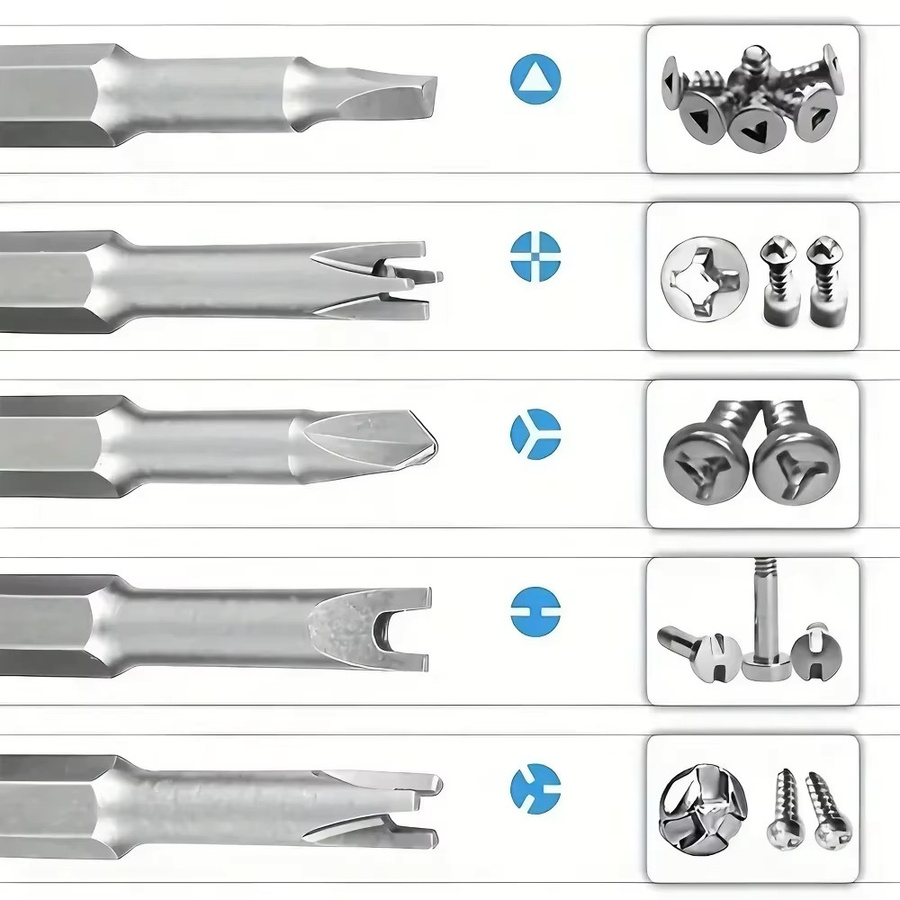 STONEGO Spezial-Schraubendreher-Bit-Set in Silber, 50 mm, mit Y-Typ, Dreieck und Kreuz für dein Werkzeugzubehör - Bild 4
