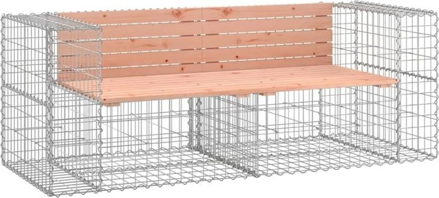 vidaXL Gartenbank aus Gabionen aus Douglasienholz und verzinktem Stahl, Braun, B/T/H: 184 x 71 x 65,5 cm - Bild 1