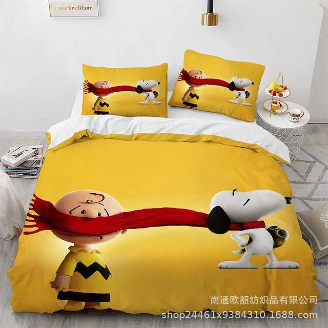 Lodestar Snoopy Bettwäscheset mit Motiv, Gelb, 3-teilig, B/H: 200 x 200 cm - Bild 1