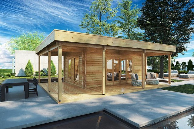 Gartenhaus Remo 1 mit großer Terrasse und Flachdach, B/T: 8 x 6 m - Bild 1