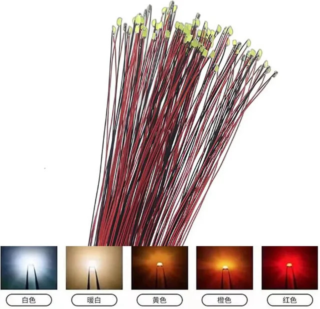 TAKEY LED SMD Draht Set für Modellbau HO OO Skala, 100 Stück, Rot und Schwarz, Vorgelötete Micro Litzendraht für Diorama und Eisenbahn - Bild 1