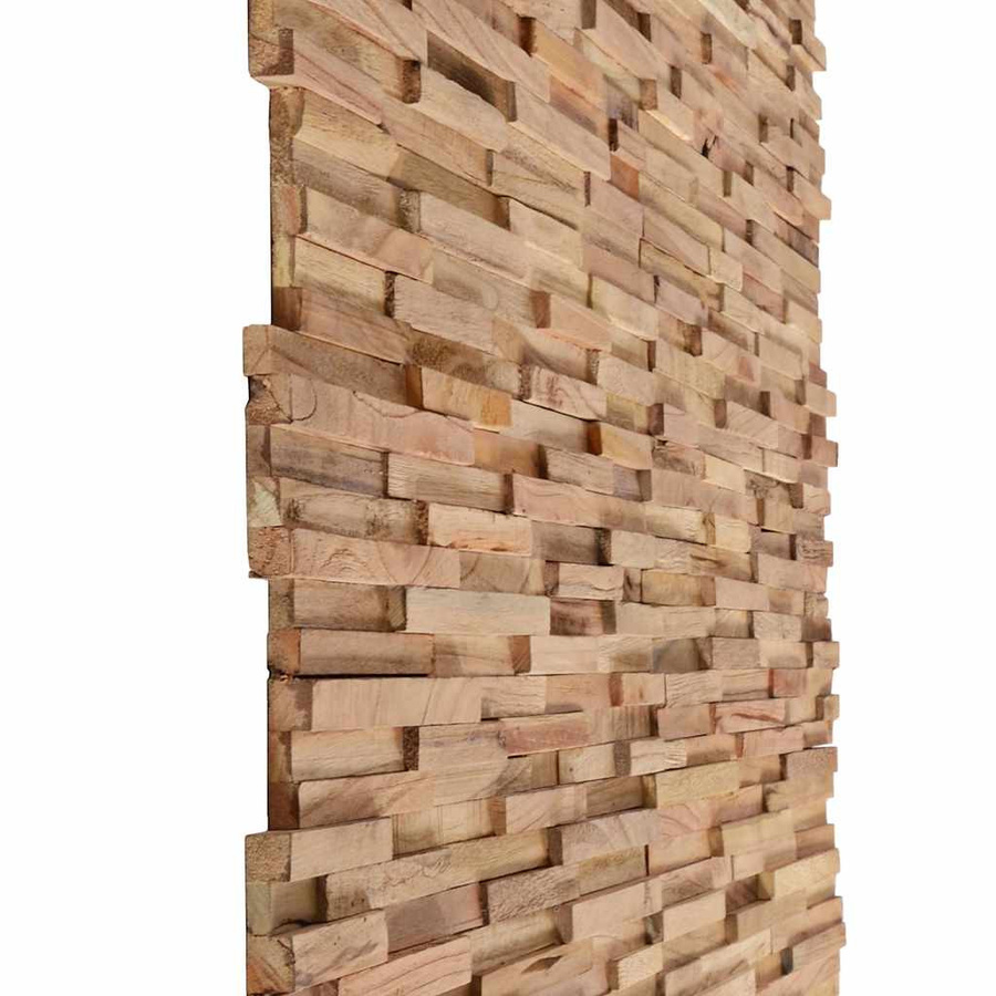 Vidaxl 3D Wandpaneele Verkleidung in Teakholz, 10 Stück, 1,08 m², Braun, rustikales Design - Bild 2