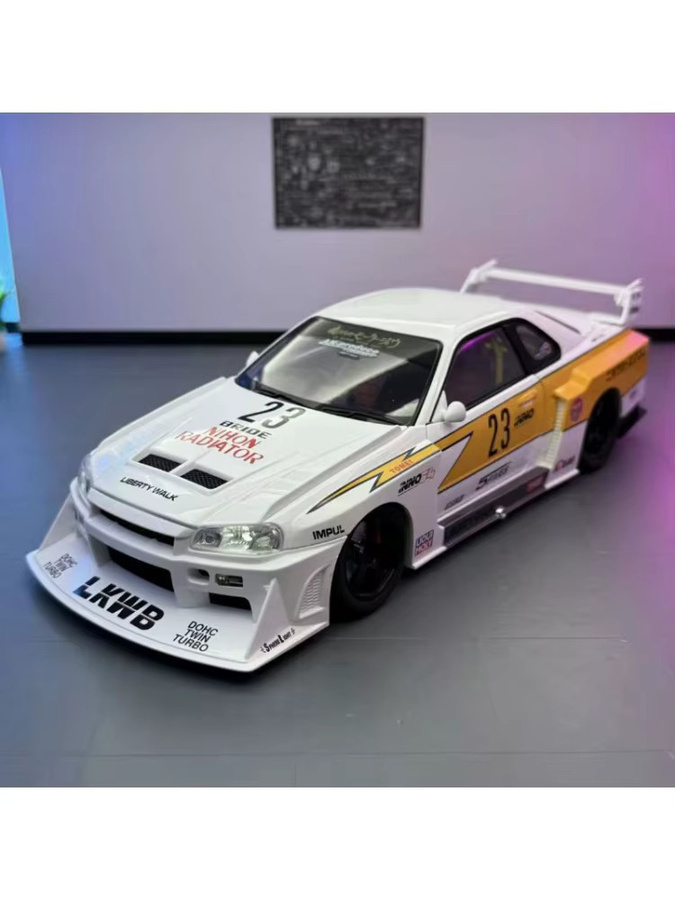 MAKEDA Skyline GTR-R34 S15 Modifizierte Wide Body Version, Modellauto, 1:18, Metall, Weiß - Bild 4
