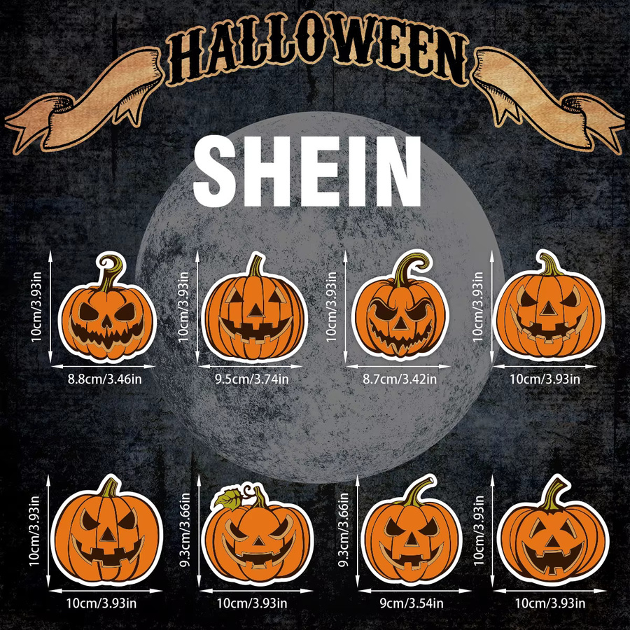WEIGAO 8er Set Vintage Halloween Baumornamente mit Kürbis, Hexe und Schädel als hängende Anhänger in Orange - Bild 3