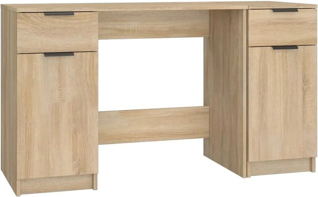 vidaXL Schreibtisch mit Beistellschrank in Sonoma Eiche, modern, Holzwerkstoff, Braun, B/T/H: 125 x 75 x 75 cm - Bild 1