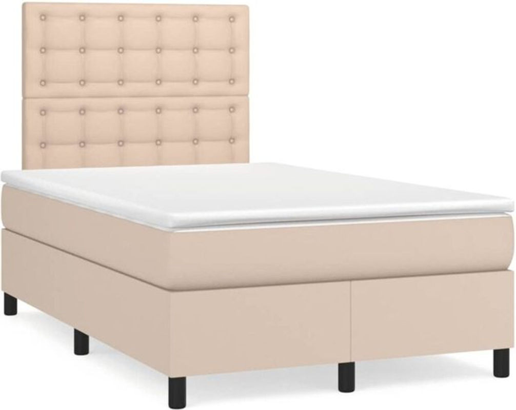 vidaxl Boxspringbett mit Matratze und Taschenfederkern in Braun und Weiß, Modern, B/T/H: 120 x 190 cm - Bild 1