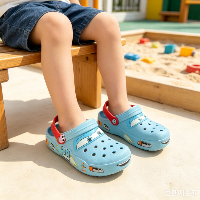 Bandai Blaue Rennwagen-Clogs, Wasserschuhe - Bild 1