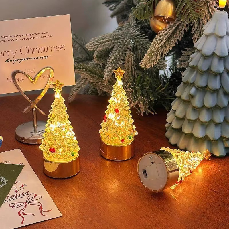 Feimefeiyou LED Mini Weihnachtsbaum Nachtlampe als leuchtende Weihnachtsdekoration für den Schreibtisch und das Nachttischregal, batteriebetrieben - Bild 3