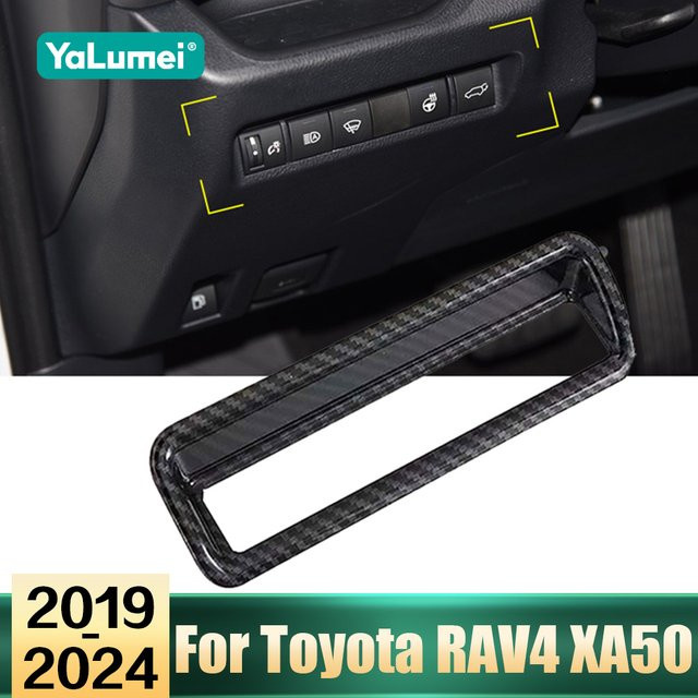 YaLumei Scheinwerfer Schalter Aufkleber für Toyota RAV4 XA50 Hybrid, Front Lampe Einstellen Taste Rahmen, Schwarz - Bild 1