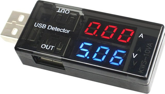 Gaqqee KWS-10VA Dual Digital USB-Tester als Strom-Spannungs-Messgerät und Amperemeter in Schwarz - Bild 1