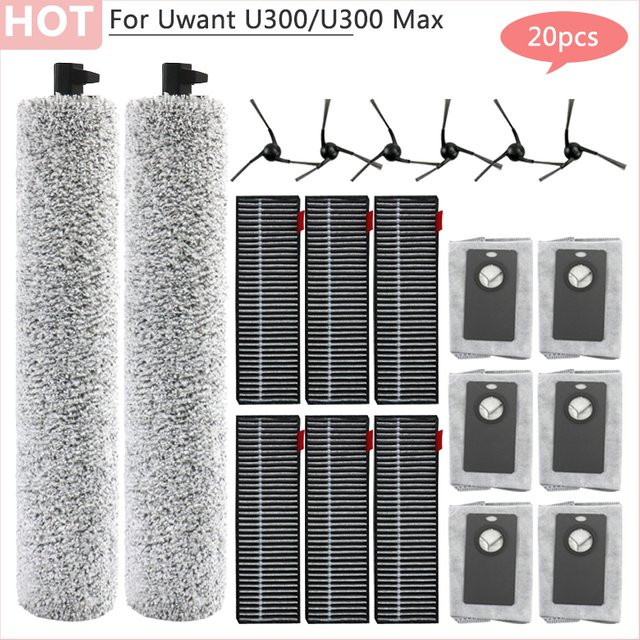 Uwant U300 Max Zubehör-Set mit Rollenbürste, Seitenbürste, Staubbeutel und Hepa-Filter aus Kunststoff - Bild 1