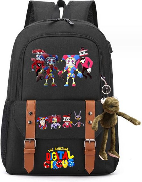 3-teiliges Schulrucksack-Set in Schwarz aus Oxford-Stoff mit großem Fassungsvermögen inklusive Federmäppchen und Schultergurt - Bild 1
