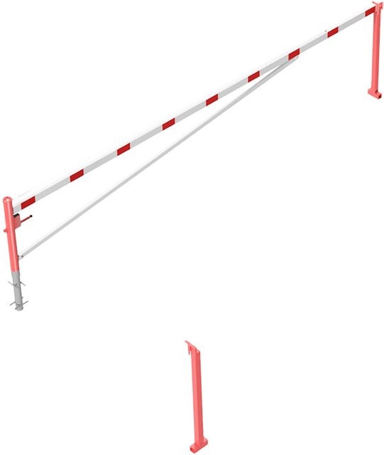 Schake Drehschranke mit Seilzugverstärkung zum Einbetonieren in Rot-Weiß, Länge: 600 cm - Bild 1