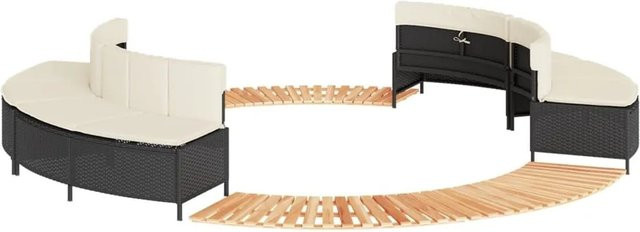 vidaXL Whirlpool-Umrandung aus Poly-Rattan und geöltem Akazienholz in Schwarz - Bild 1