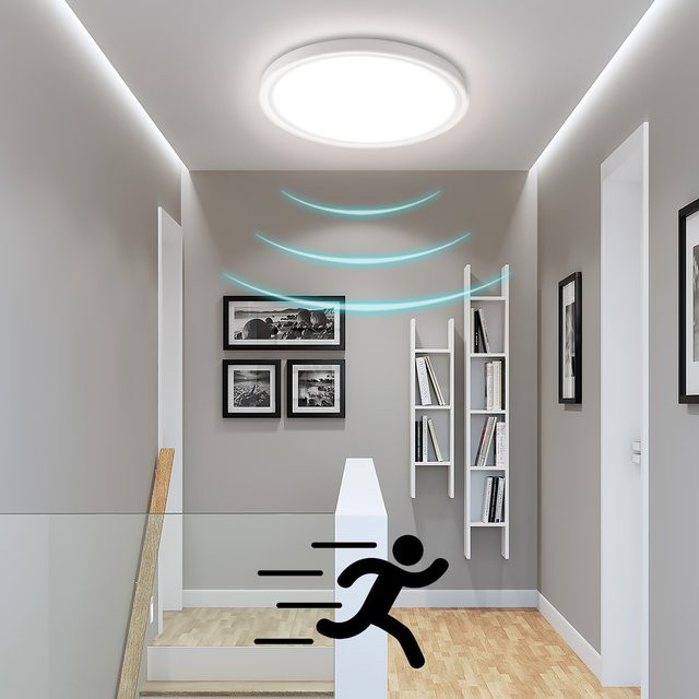 Oraymin LED-Deckenleuchte mit Radar-Bewegungsmelder, runde ultradünne Wandleuchte in Weiß, 18 W, 4000 K Kaltweiß, ideal für Flur, Treppe, Küche und Balkon - Bild 1