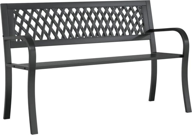 furnicato Gartenbank aus Stahl mit Armlehnen in Schwarz, B/T/H: 120 x 53 x 75 cm - Bild 1