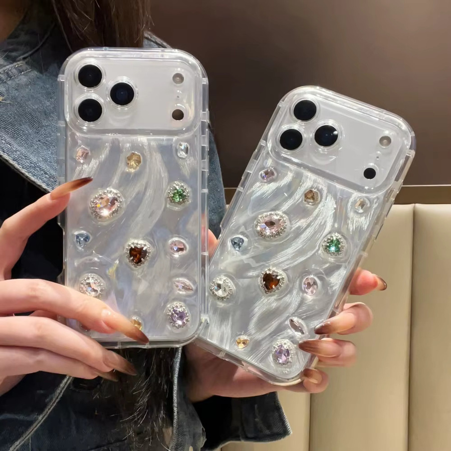 Shenhua Luxus Handyhülle für iPhone 17 mit dreidimensionalem Diamant-Edelstein-Effekt in Transparent - Bild 3